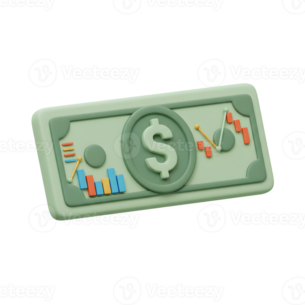 Dollar Bill Depicting Investment and Financial Growth Charts Concept png