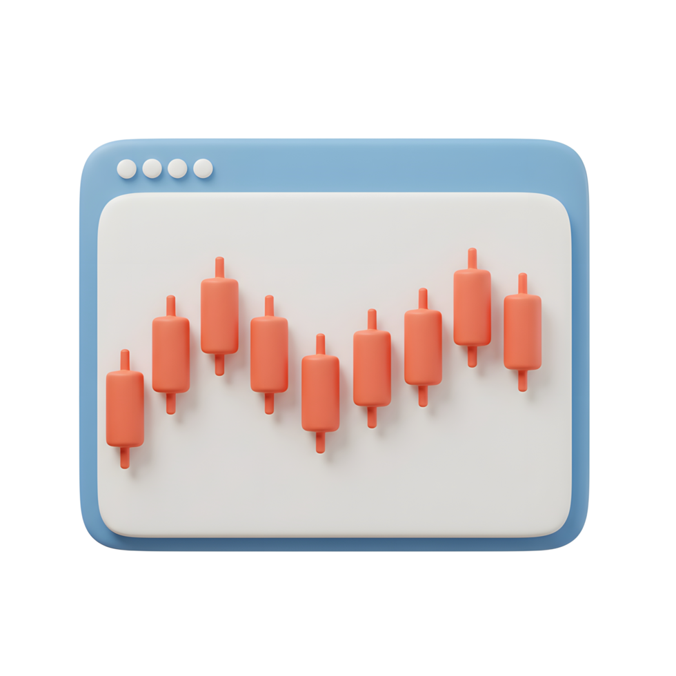 Candlestick Chart Illustrating Stock Market Downtrend on Blue Framed Interface png