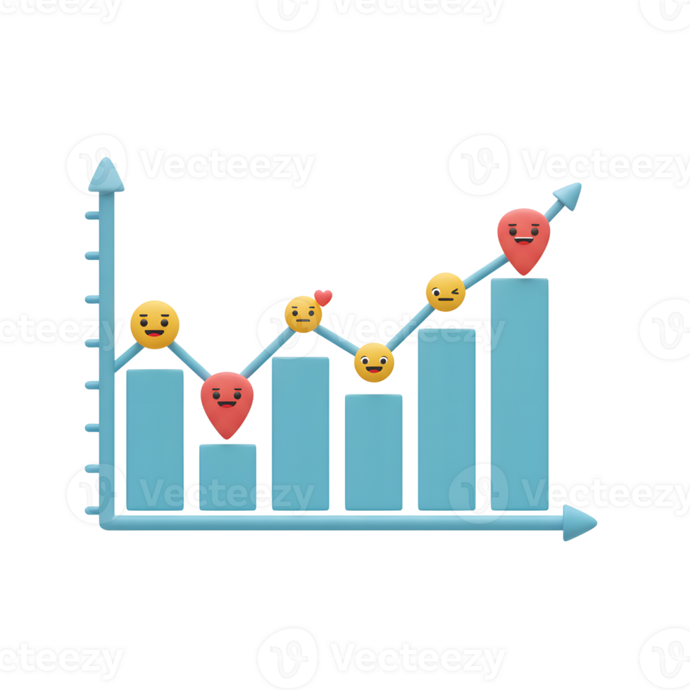 Animated Bar Graph Showing Growth with Emoji Icons and Arrow png