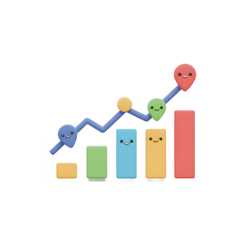 Cartoon Bar Graph Showing Business Growth and Positive Market Trend png