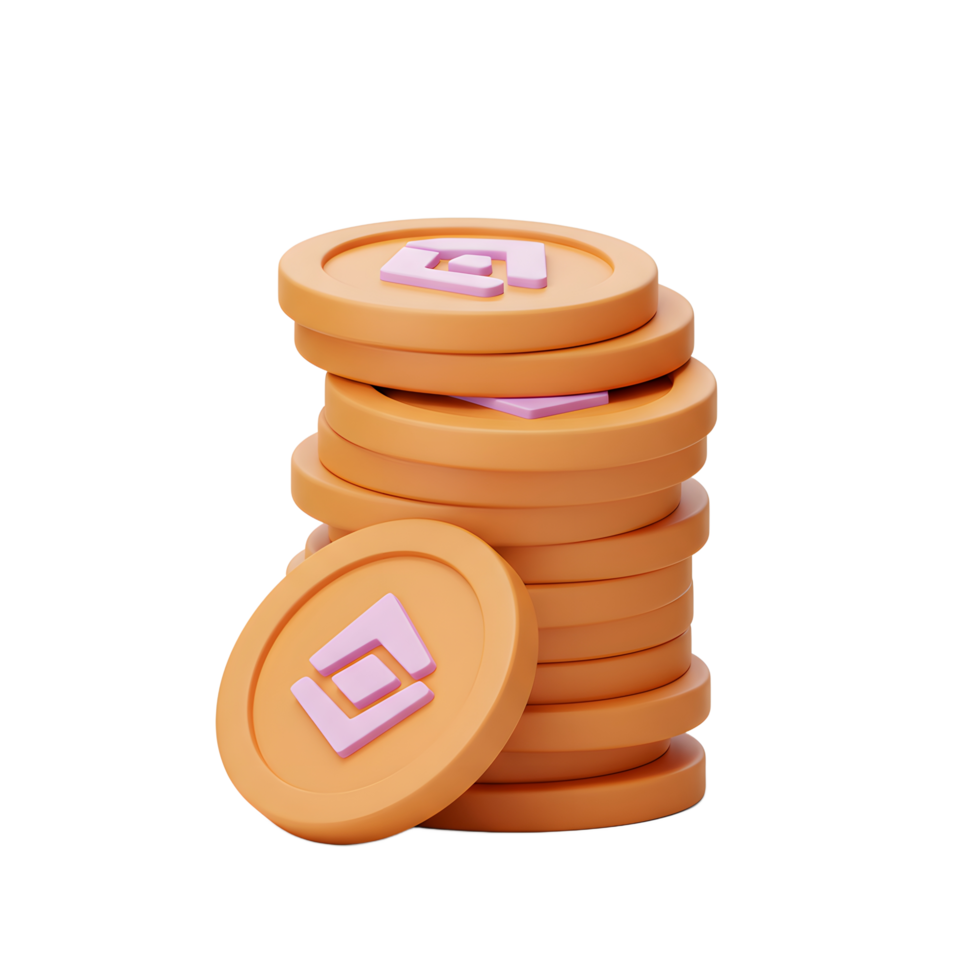 Stack of Binance Coins Cryptocurrency on White Background Digital Currency png