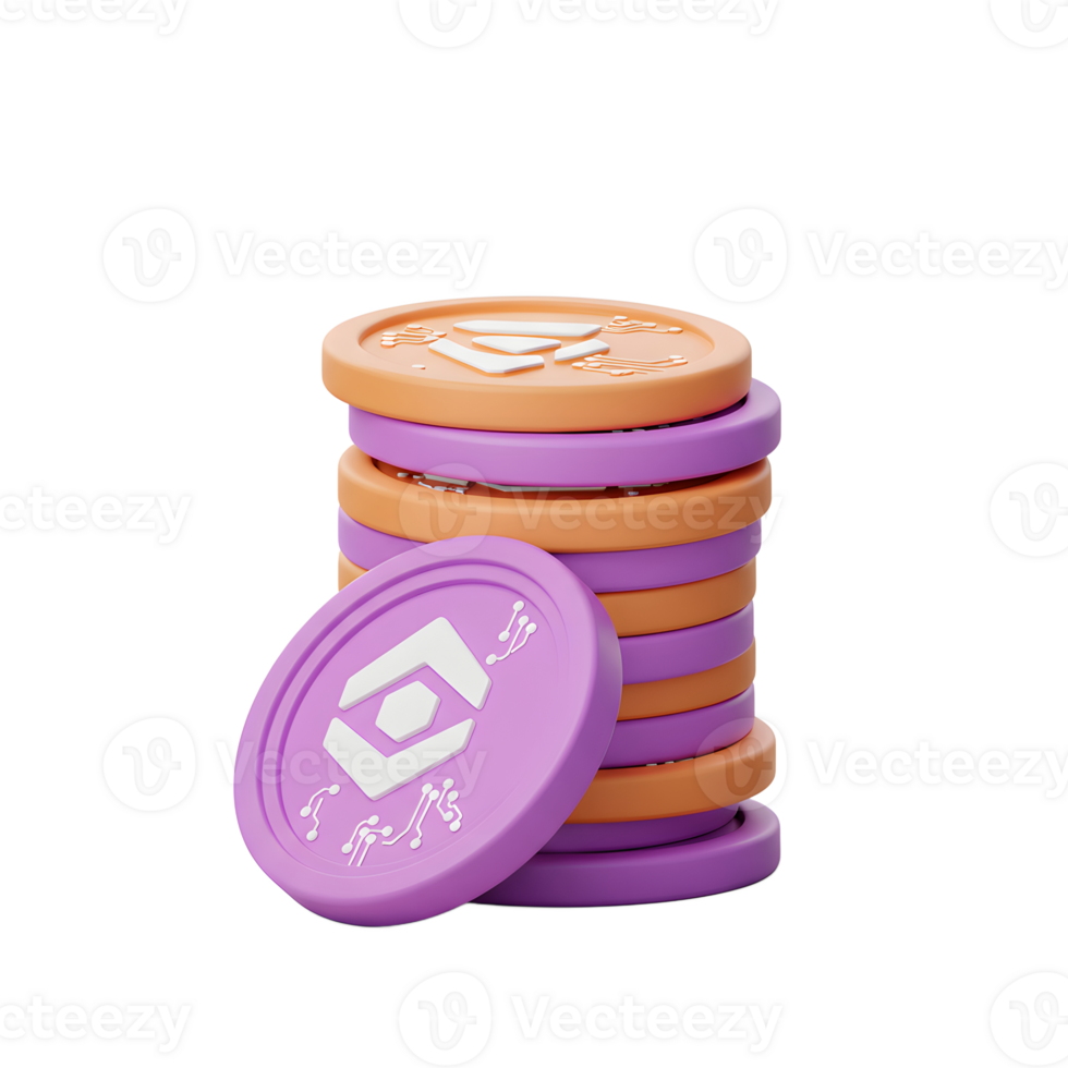 Digital Currency Stack with Abstract Technology Symbol on White Background png