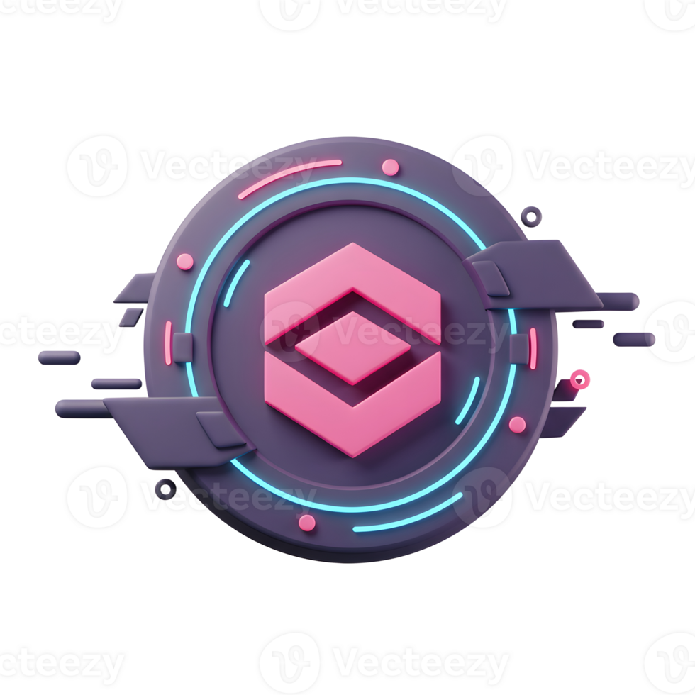 Abstract Pink and Gray Crypto Coin with Glowing Neon Accents png