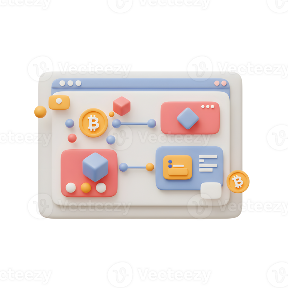 Bitcoin Cryptocurrency Blockchain Network with Digital Data Flow Illustration png