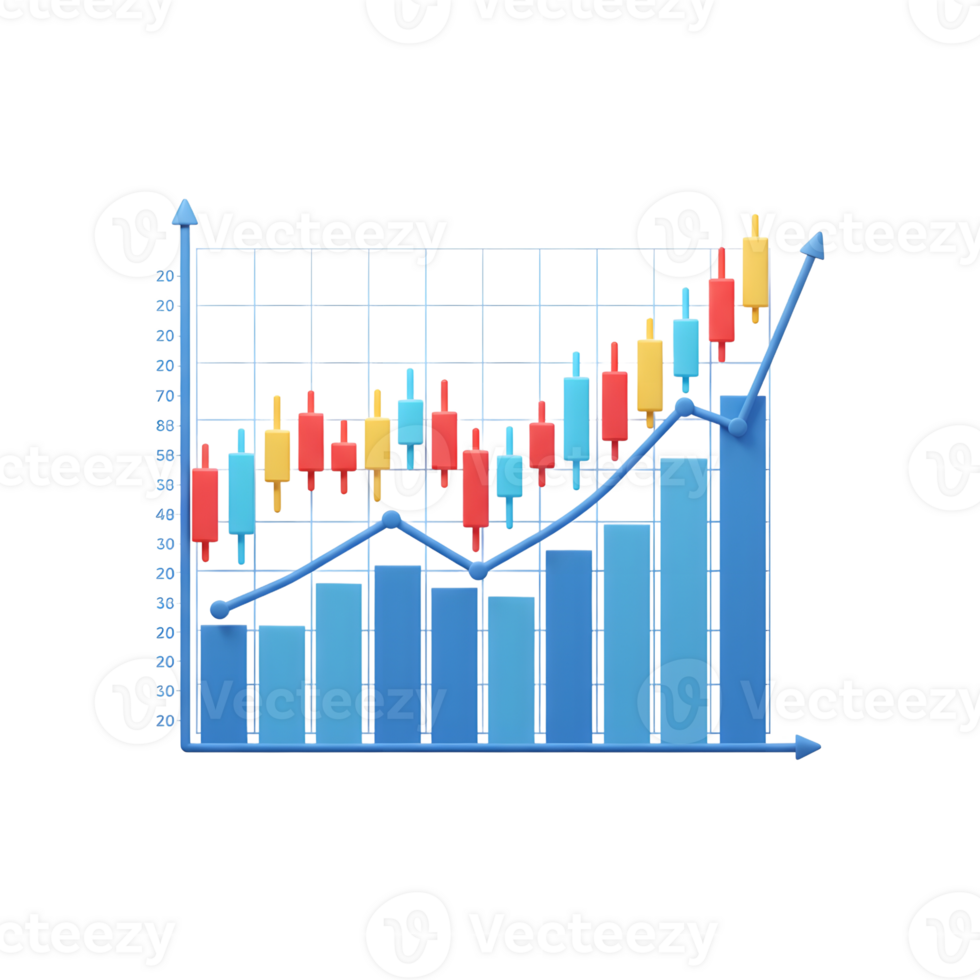 Rising Stock Market Chart Showing Bullish Trend with Candlesticks png