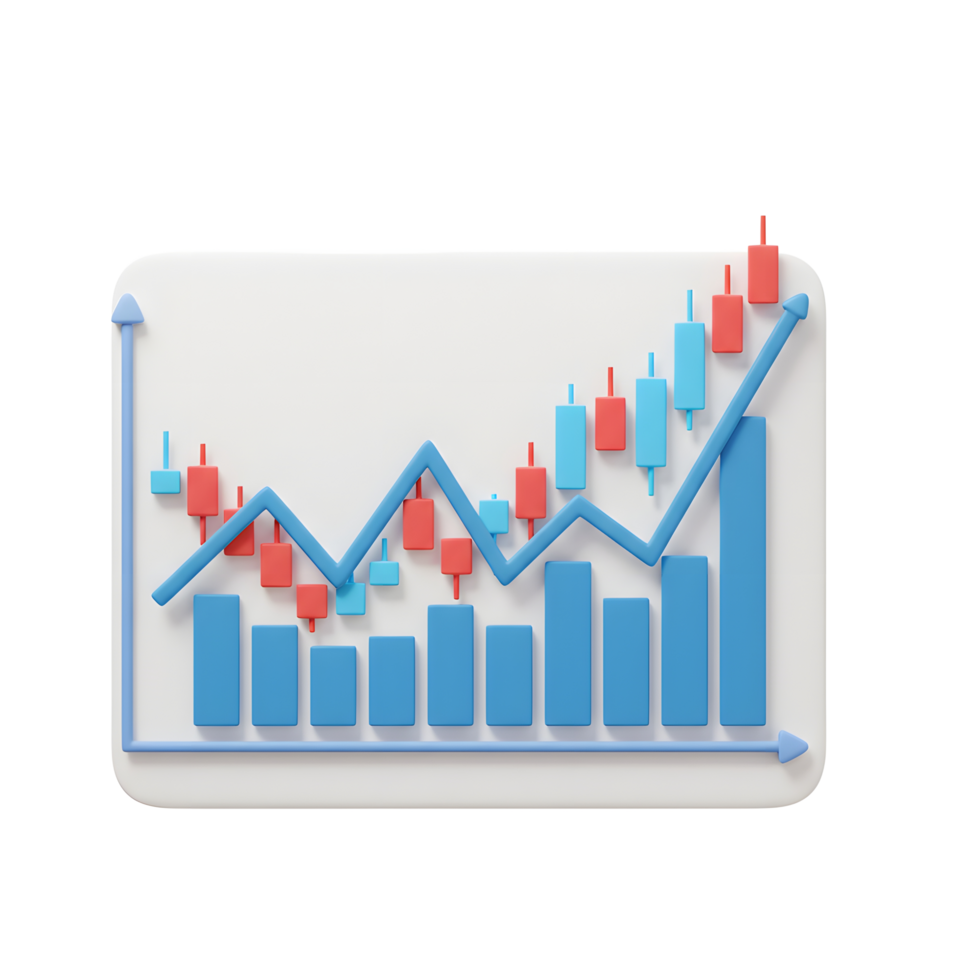 Analyzing Financial Growth Chart Showing Business Performance and Market Trends png