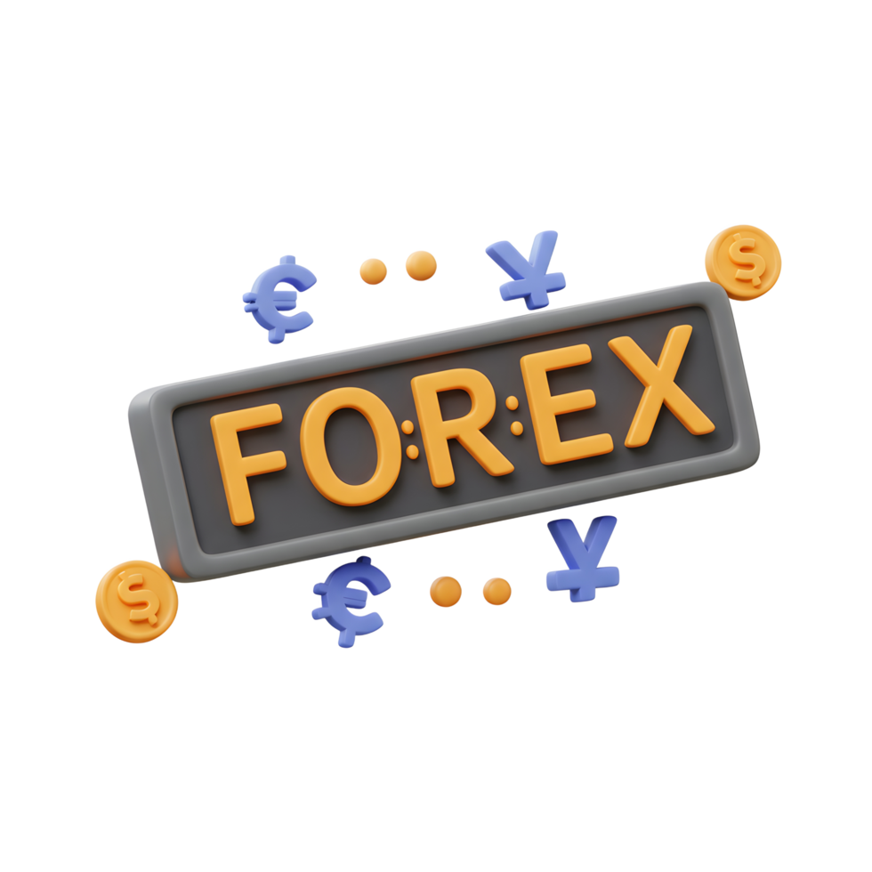 Forex Trading Concept with Currency Symbols and Coins Illustration png