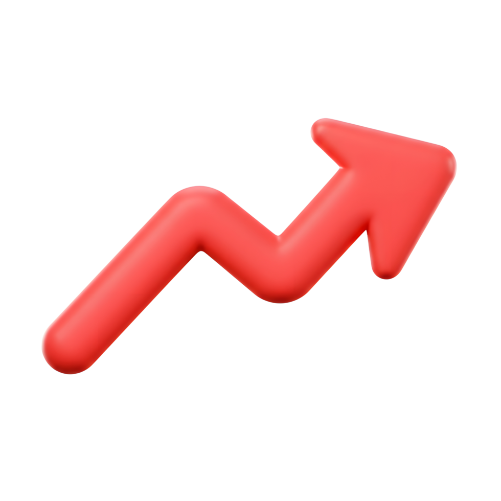 Red Arrow Rising Indicates Growth and Positive Trend on White Background png