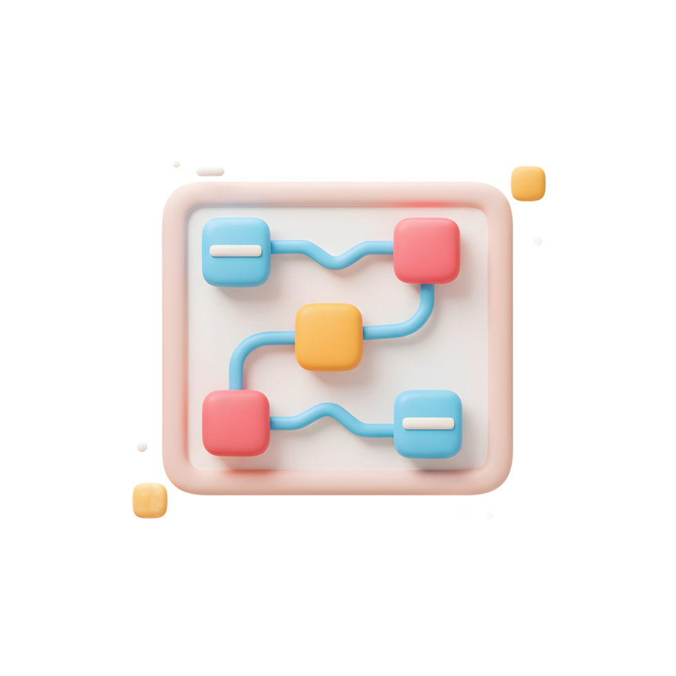 3D Flowchart Illustrating Process or Connection with Colorful Blocks png