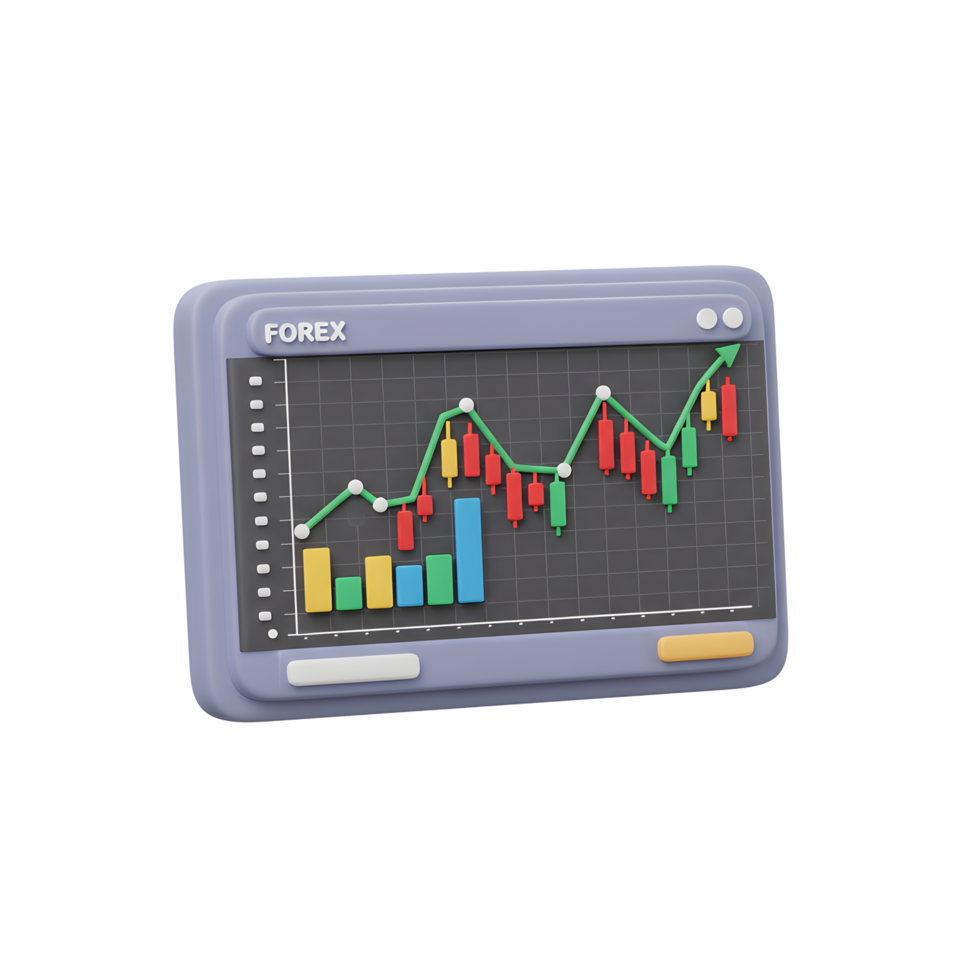 Forex Trading Chart Showing Growth with Candlestick and Line Indicators png