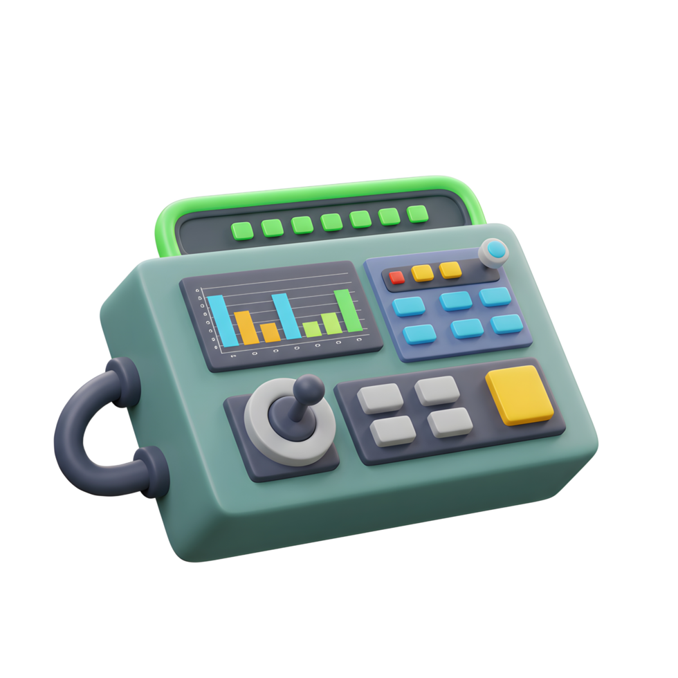 Cartoon Style Control Panel with Joystick and Colorful Buttons png