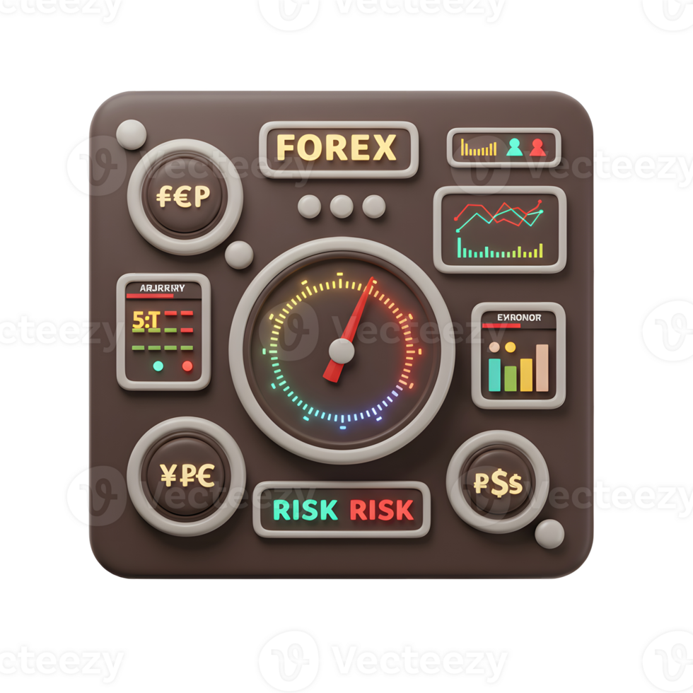 Forex Trading Dashboard Illustration with Risk Management Indicators png