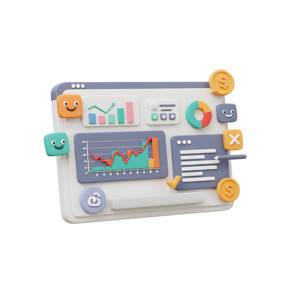 Analyzing Data on Digital Dashboard with Charts and Business Analytics png