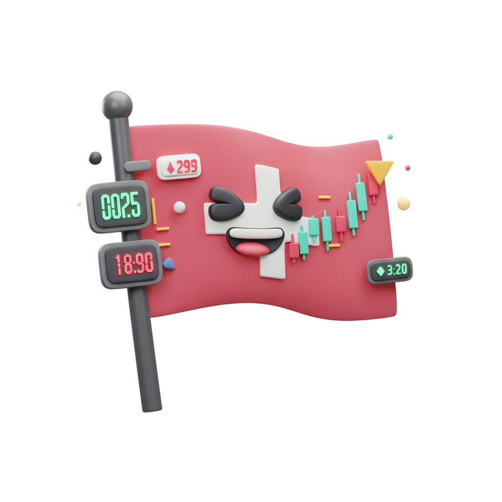 Switzerland Stock Market Animated Flag with Candlestick Chart and Indicators png