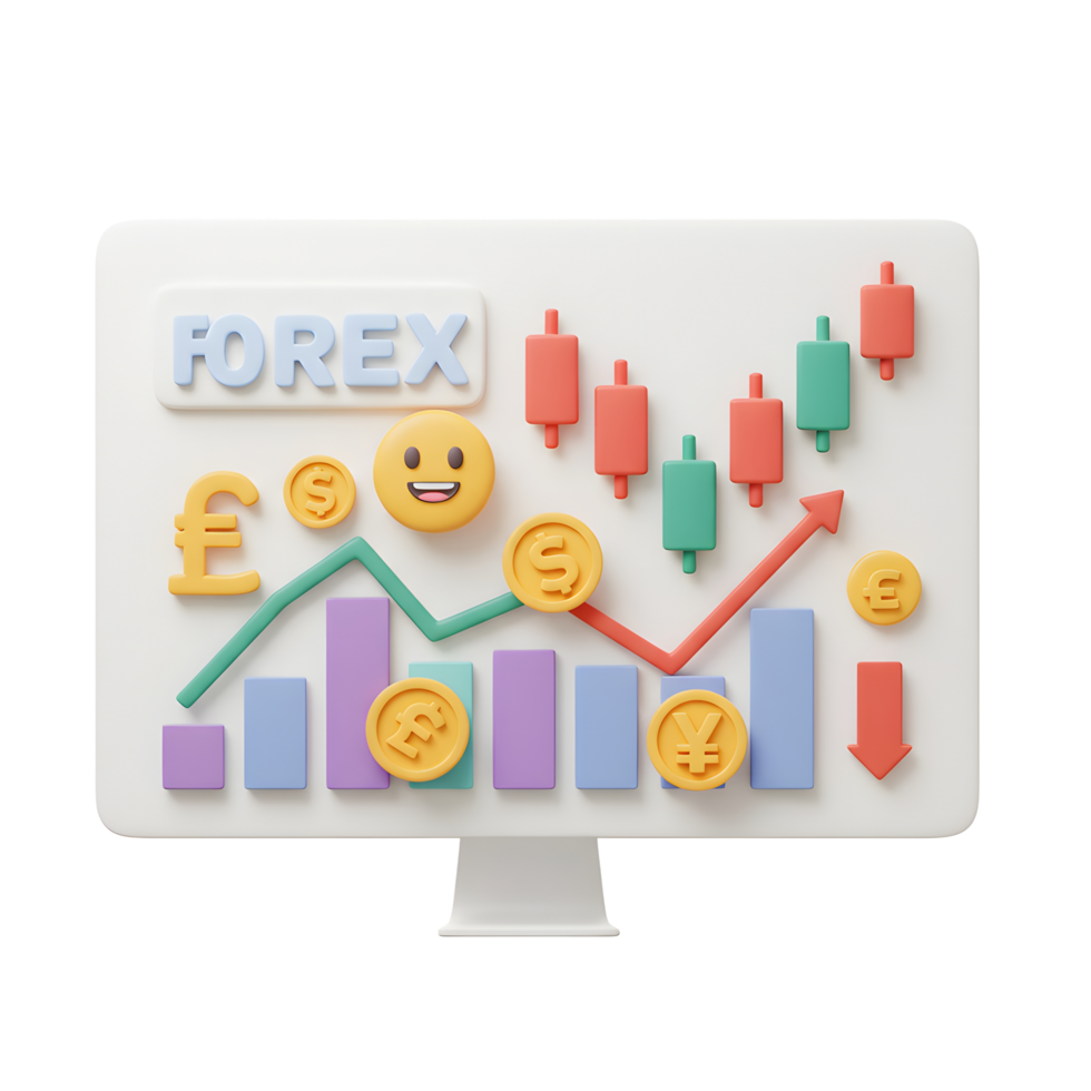 Forex Trading Monitor Displaying Currency Exchange Chart and Investment Growth png
