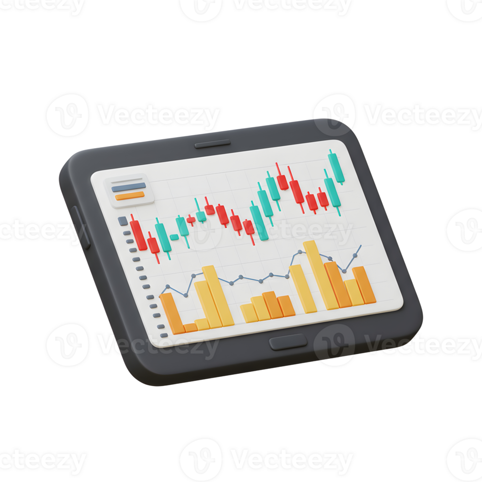 Analyzing Stock Market Charts on Tablet for Investment and Finance png