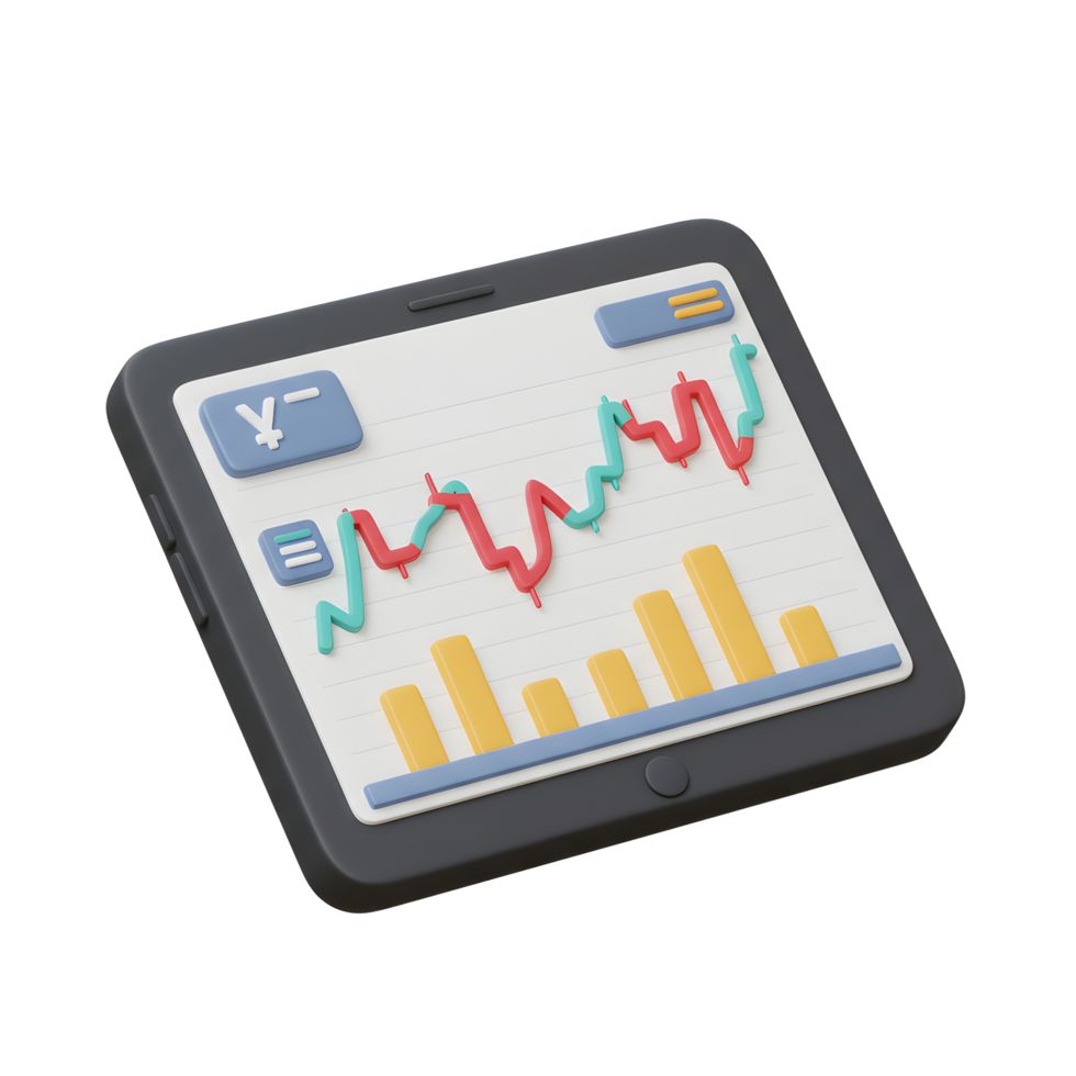 Tablet Displaying Financial Chart with Yen Symbol for Business Analysis png