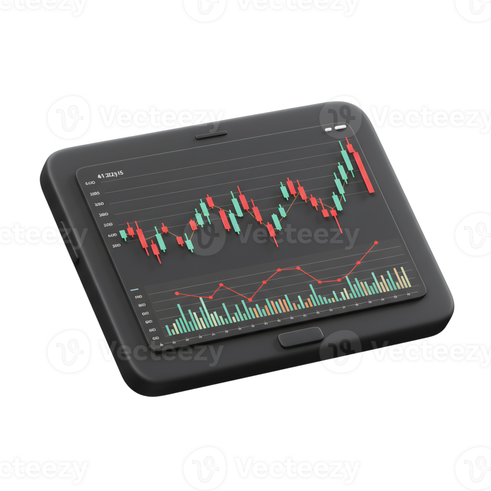 Analyzing Stock Market Data on Tablet with Graph and Charts png