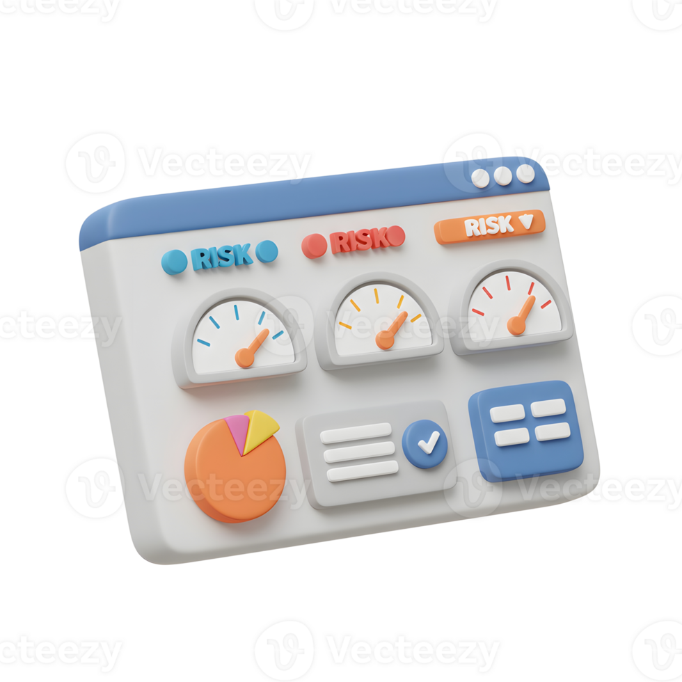 Risk Management Dashboard Illustration with Gauges and Charts for Business Monitoring png