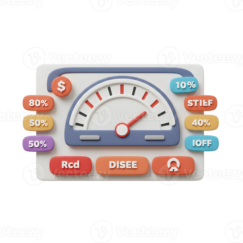 Analyzing Financial Metrics Speedometer Interface with Ratios and Percentages Concept png