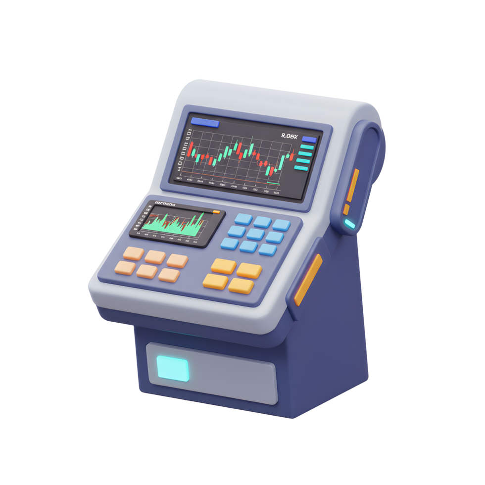 Analyzing Stock Market Data on Futuristic Trading Console png