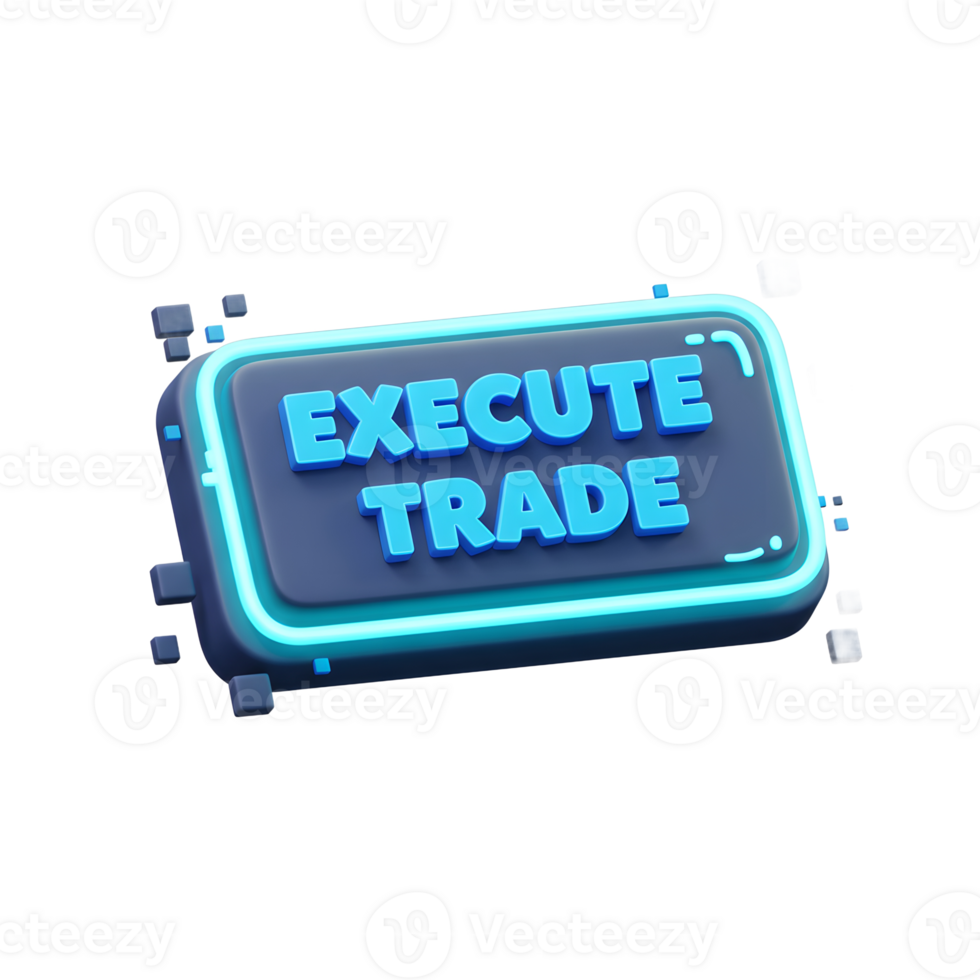 Neon 'Execute Trade' Button Symbolizing Stock Market Investment Decision png