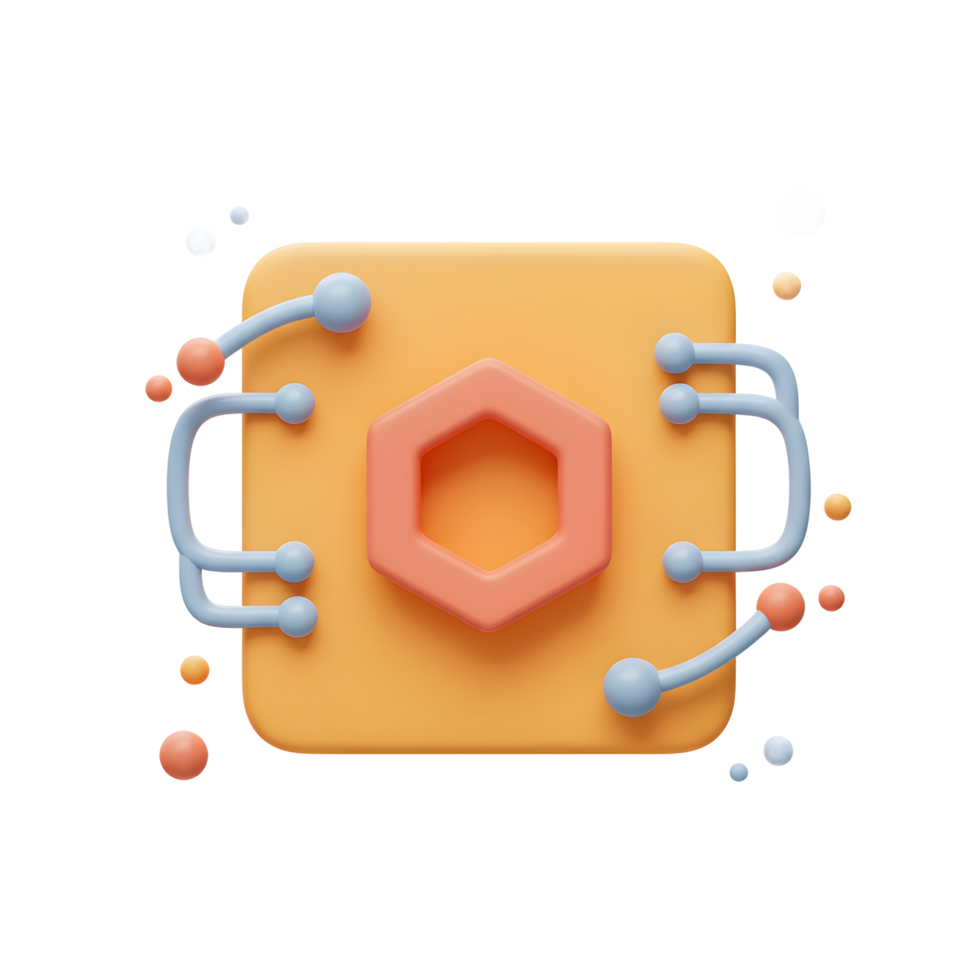 Digital Blockchain Technology Icon with Network Connections and Hexagon png
