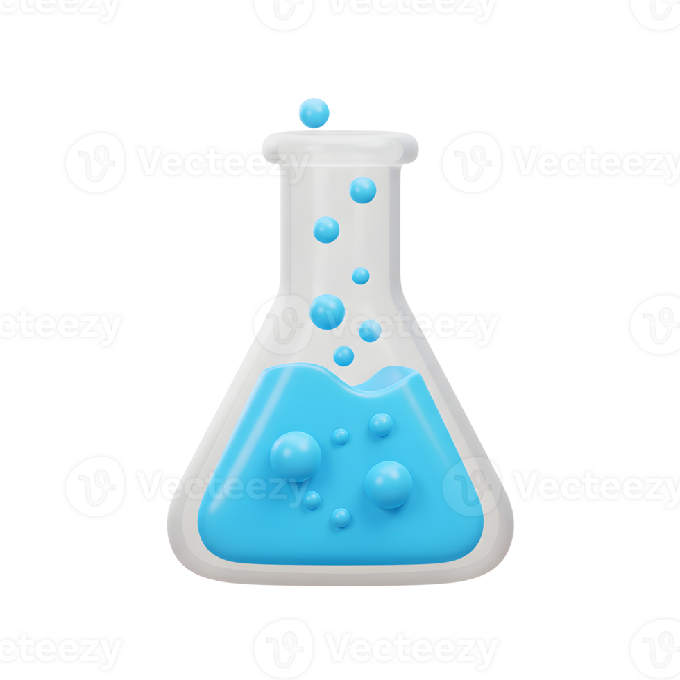 Beaker with Blue Liquid and Bubbles for Science and Education png