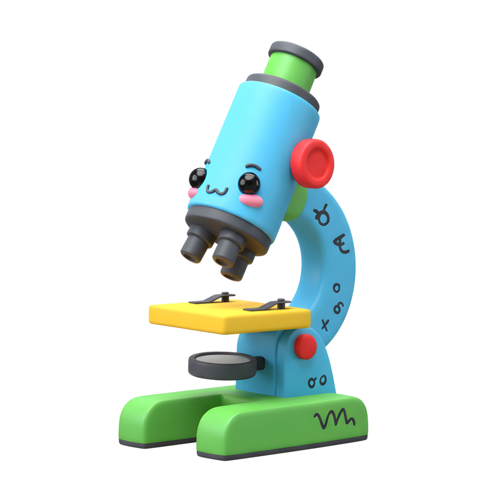 Cartoon Microscope with Cute Face Ready for Scientific Discovery png