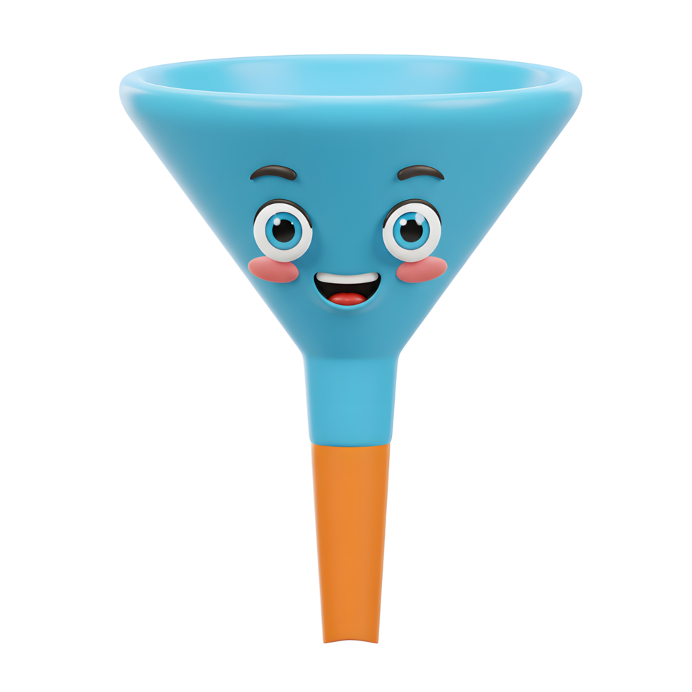 Smiling Funnel Character Isolated on White Background for Cute Illustration png