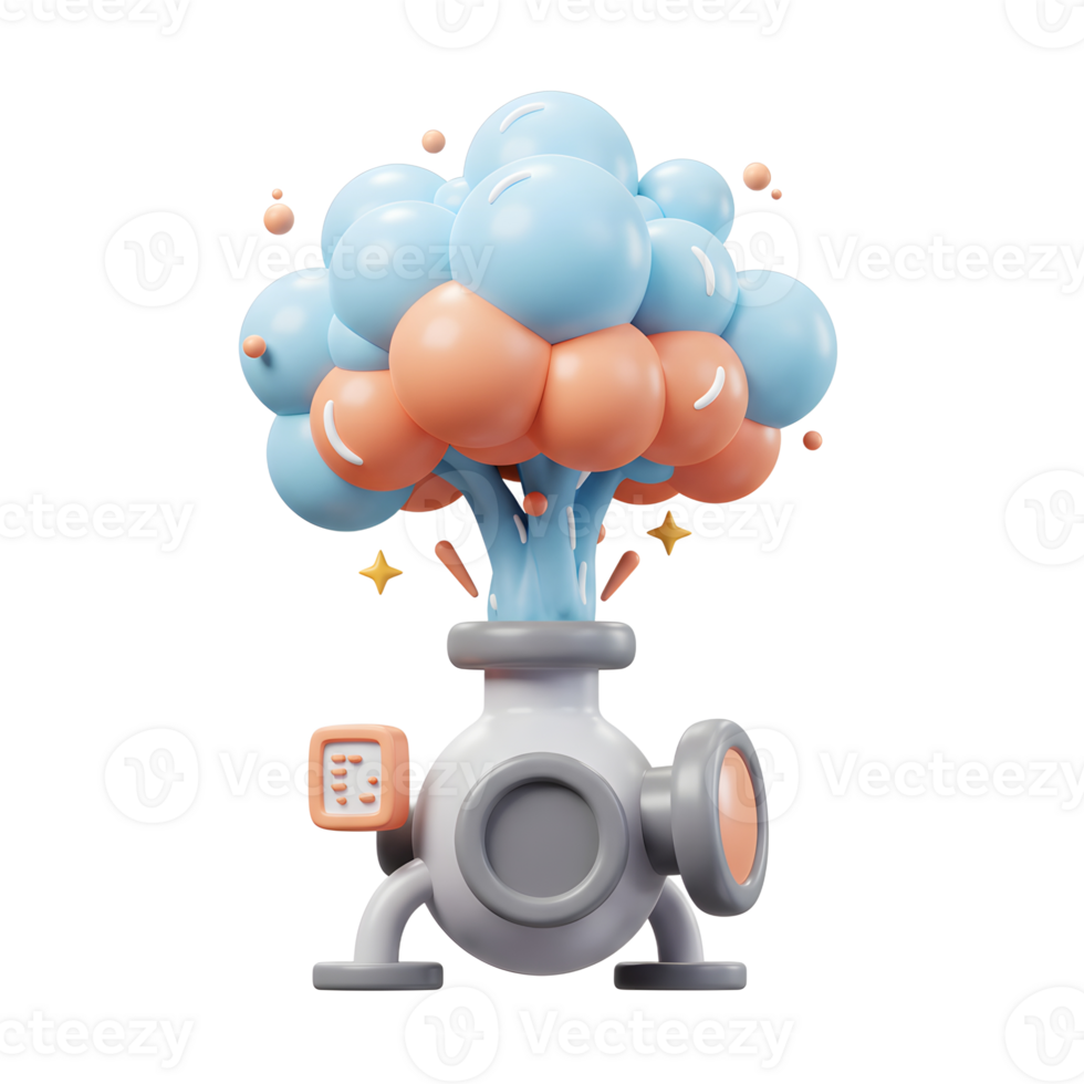 Whimsical Cartoon Machine Creating Bubbles and Stars on White Background png