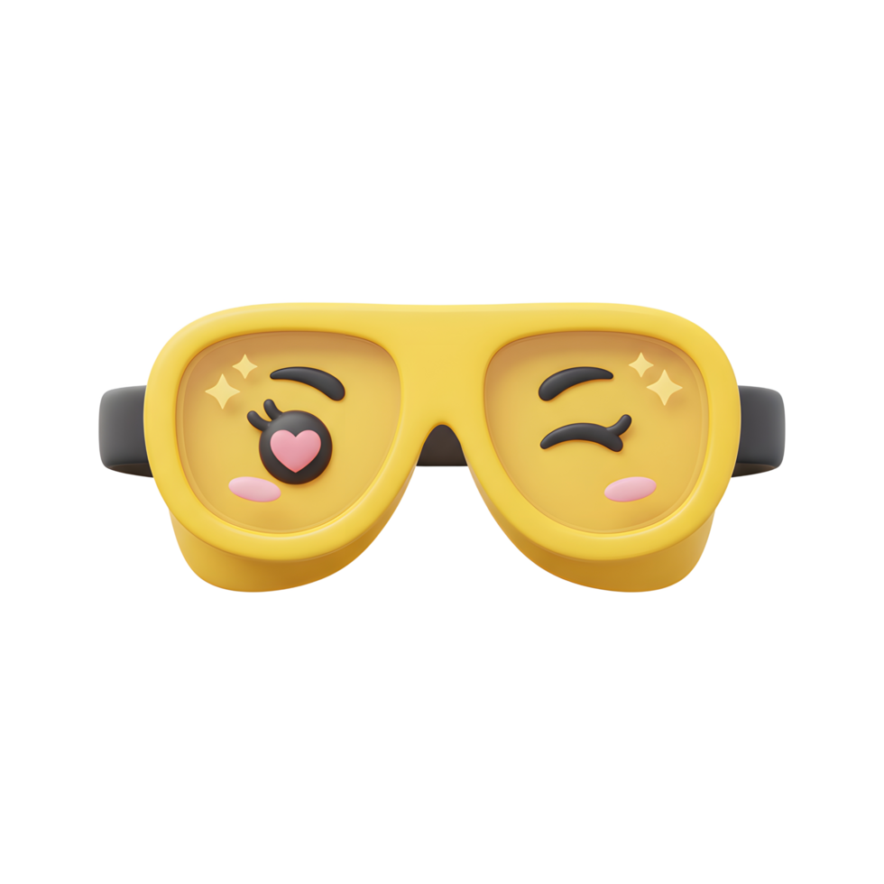 Funny Emoji Sunglasses with Winking and Love Faces Cute Accessory png