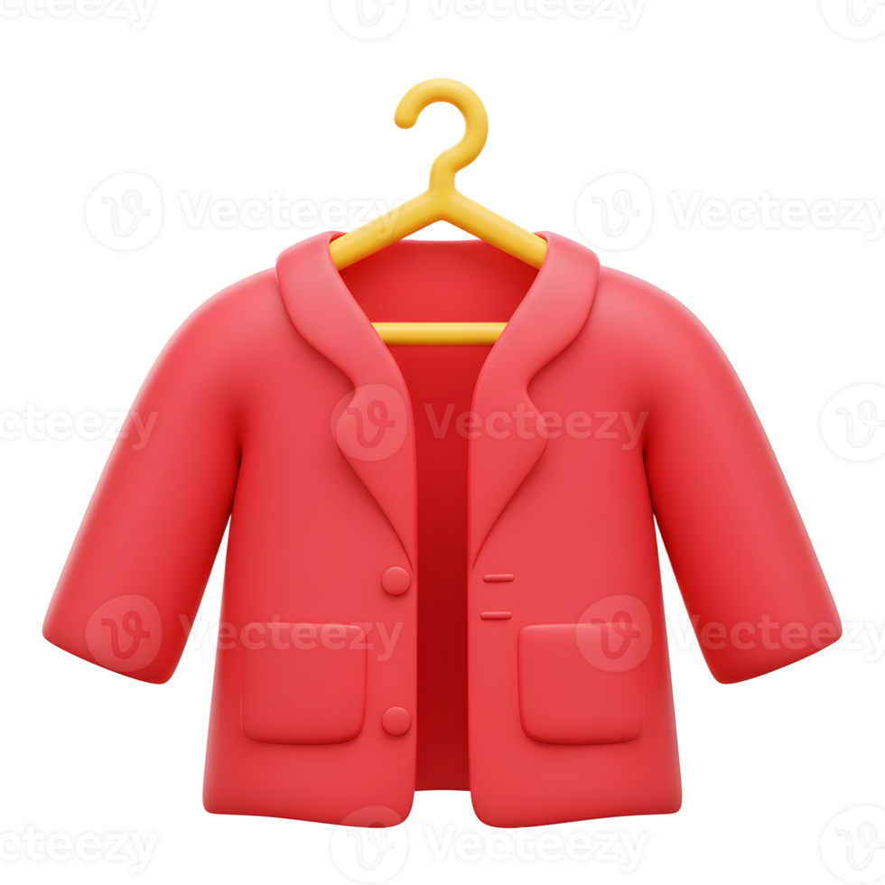 Cartoon Style Red Blazer on Hanger Isolated on White Background png