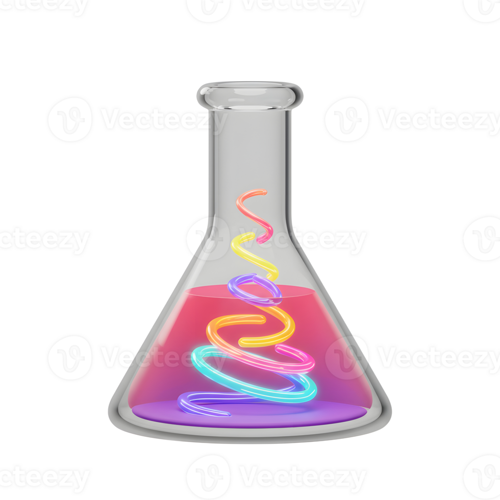Erlenmeyer Flask with Colorful Swirls Experiment and Laboratory Concept png