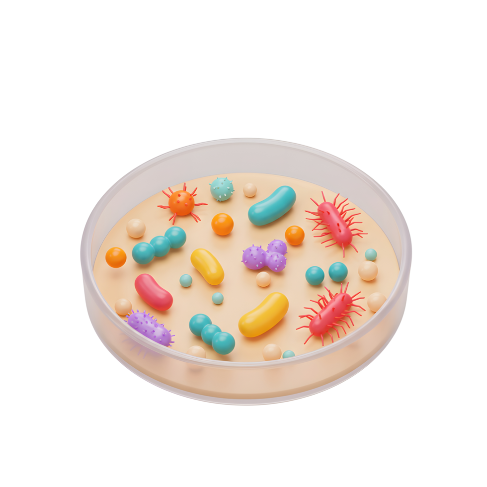 Colorful Bacteria Growth in Petri Dish for Scientific Research Analysis png