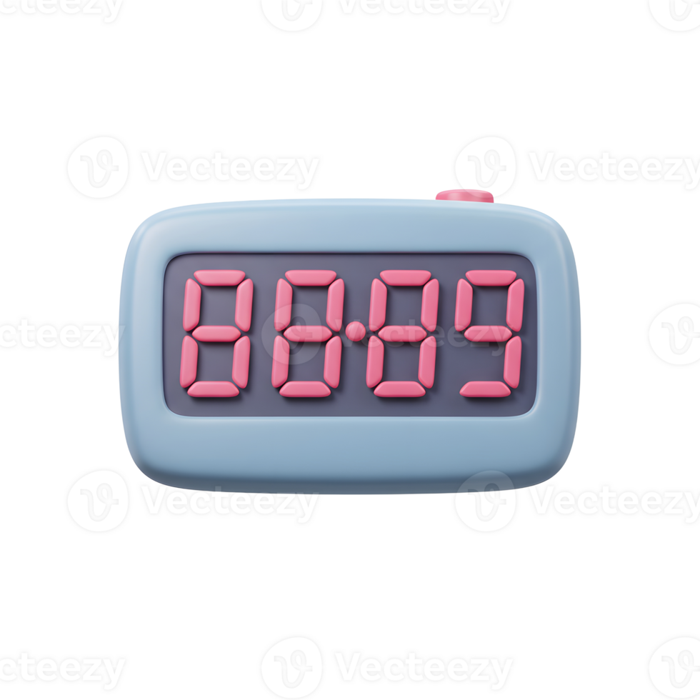 Cute Digital Alarm Clock with Pink Digits on Light Blue Frame png