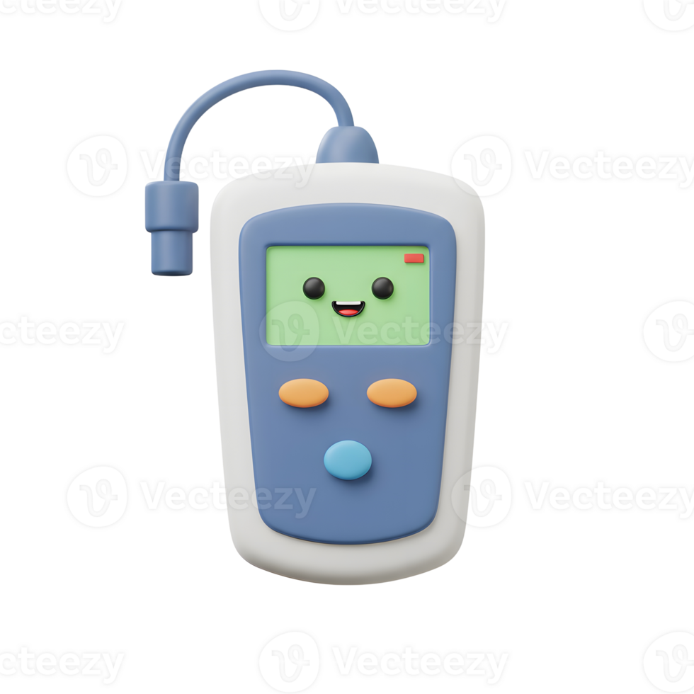 Cute Cartoon Medical Monitor Illustration with Smiling Screen and Controls png