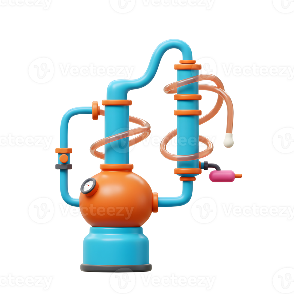 Cartoon Still Distillation Apparatus Model for Science and Education Purposes png