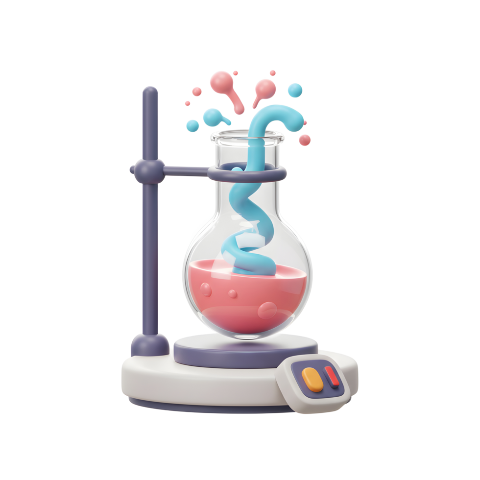 Experiment with Chemistry Glassware and Mixing Liquids in a Laboratory Setup png