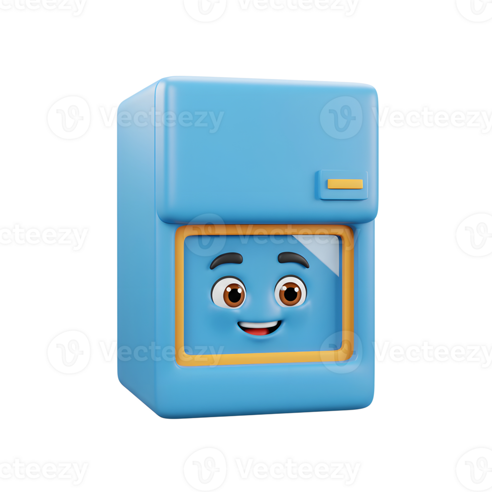 Cartoon Refrigerator with Friendly Face Expressing Happiness and Cheerfulness png