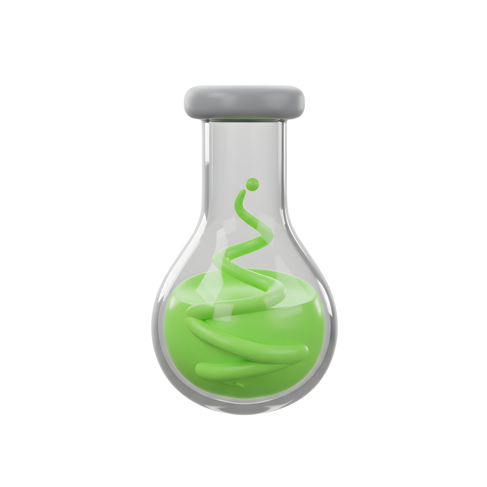Science Beaker with Green Liquid and Swirl Inside for Experiment png