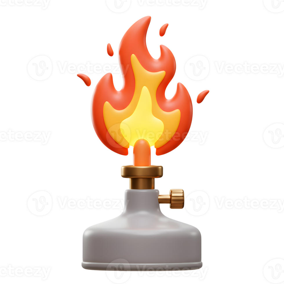 Stylized Bunsen Burner with Fire Flame Isolated on White Background png
