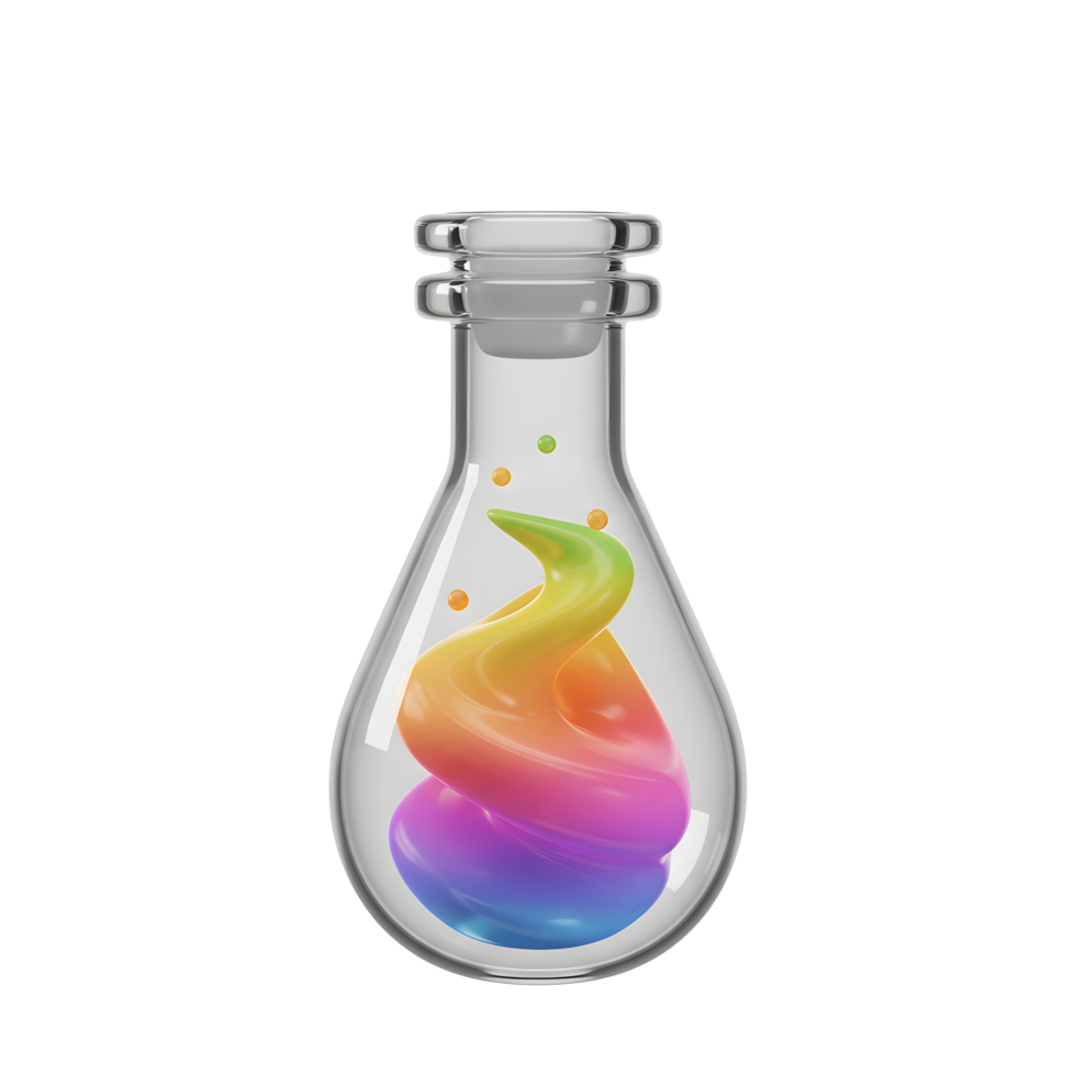 Colorful Swirl Inside Glass Flask - Scientific Research and Experimentation png