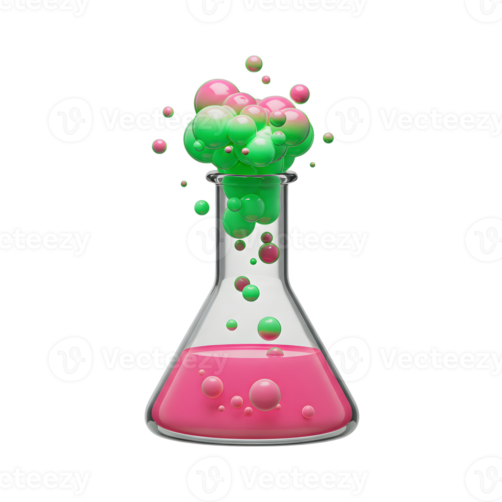 Erupting Chemistry Experiment with Colorful Liquid and Floating Bubbles png