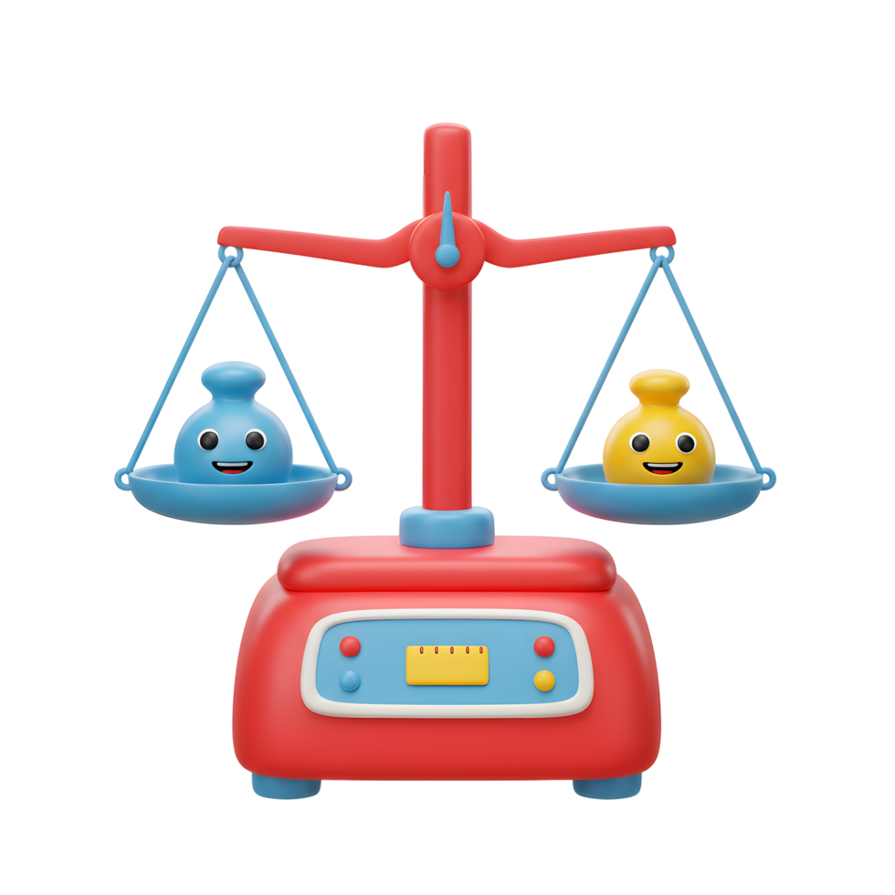 Balance Scale Showing Difference in Weight with Smiling Object Characters png