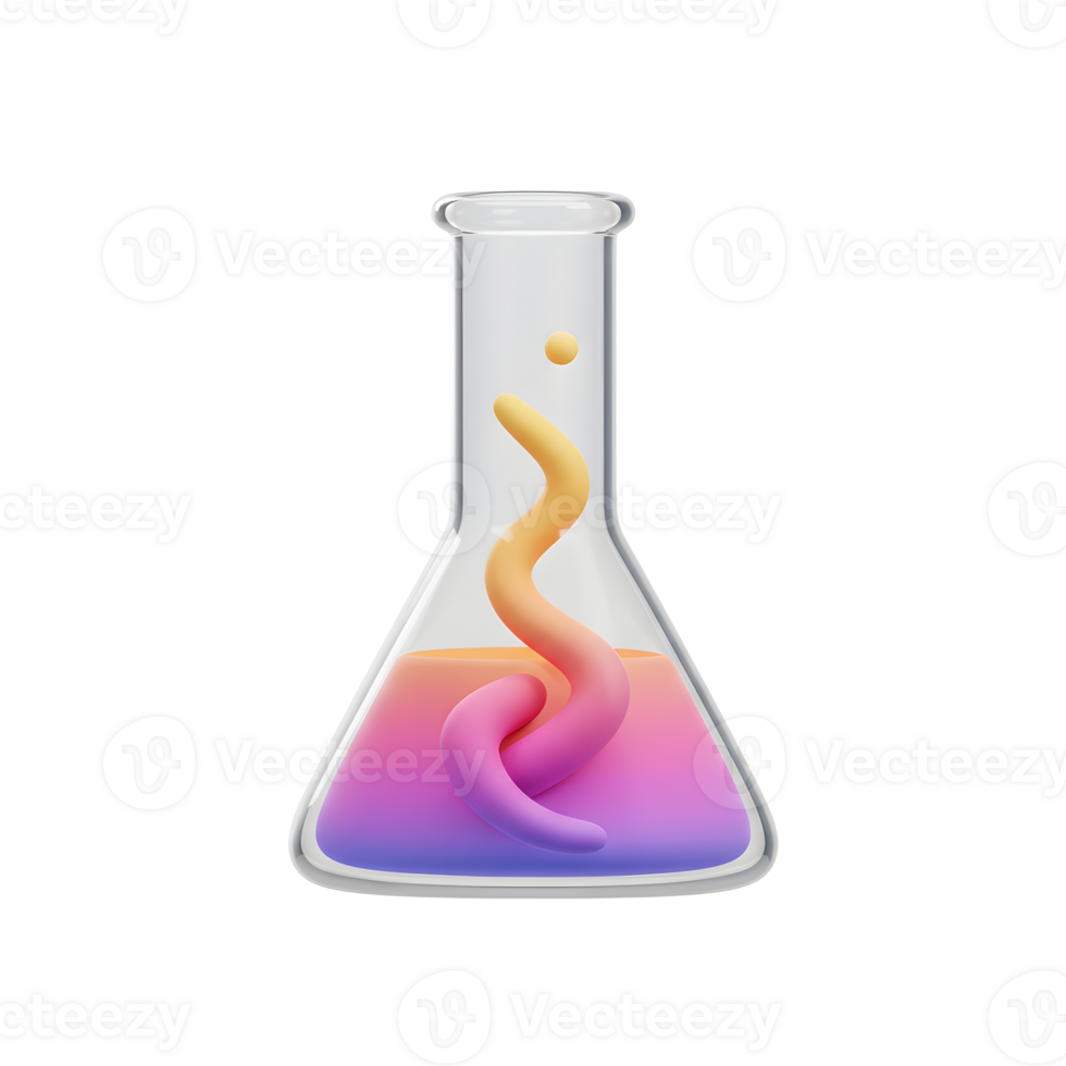 Experiment in Progress Colorful Liquid and Object in Glass Flask png