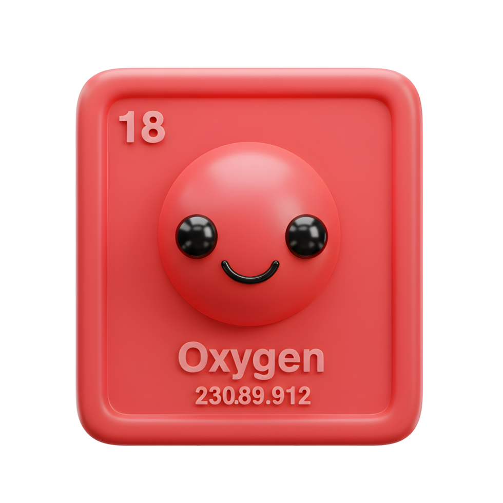 Cute Oxygen Element Illustration with Smiling Face for Science Education png