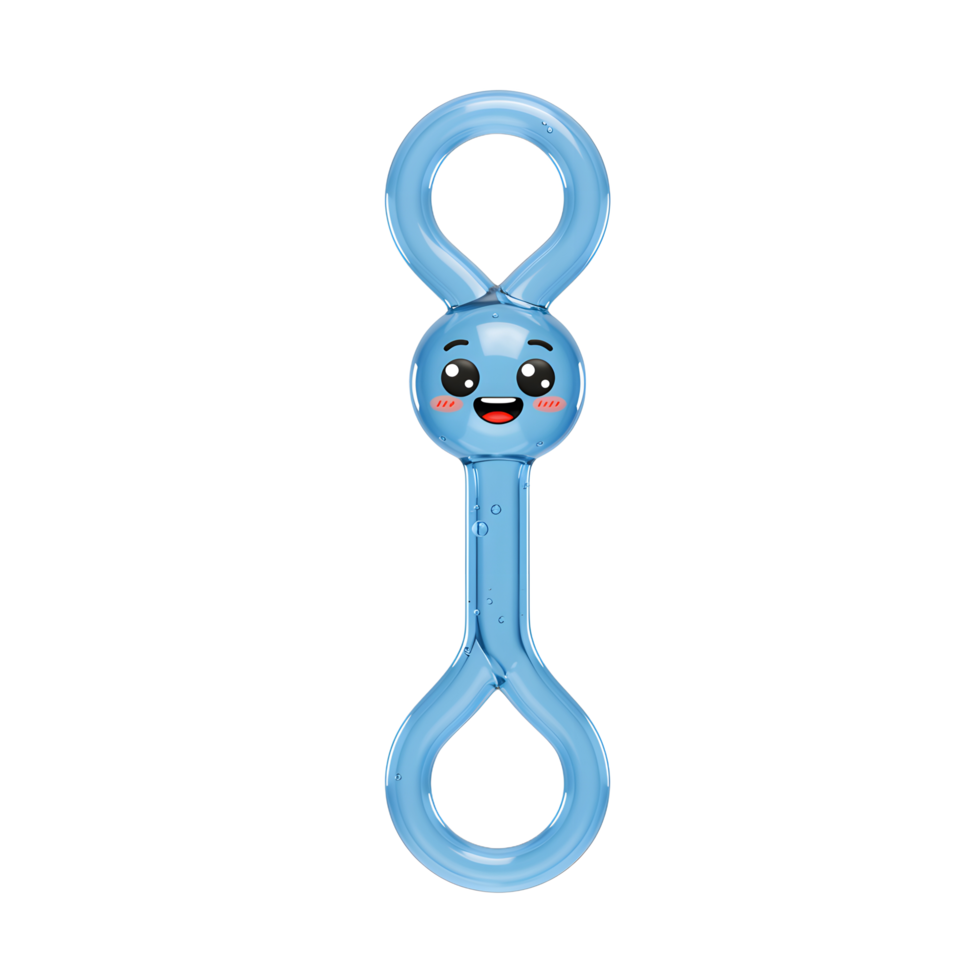 Cute Blue Rattle Toy with Smiling Cartoon Face for Babies png