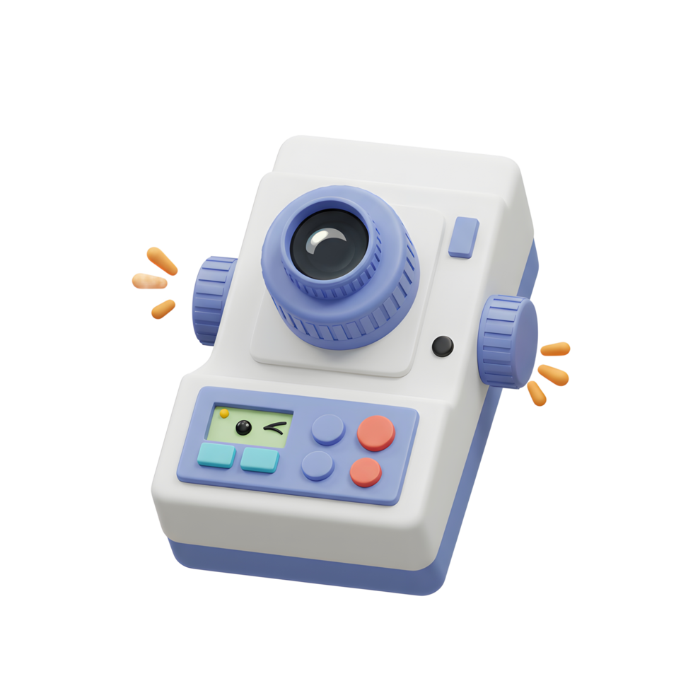 Cute Toy Camera with Smiley Face Digital Screen Illustration png