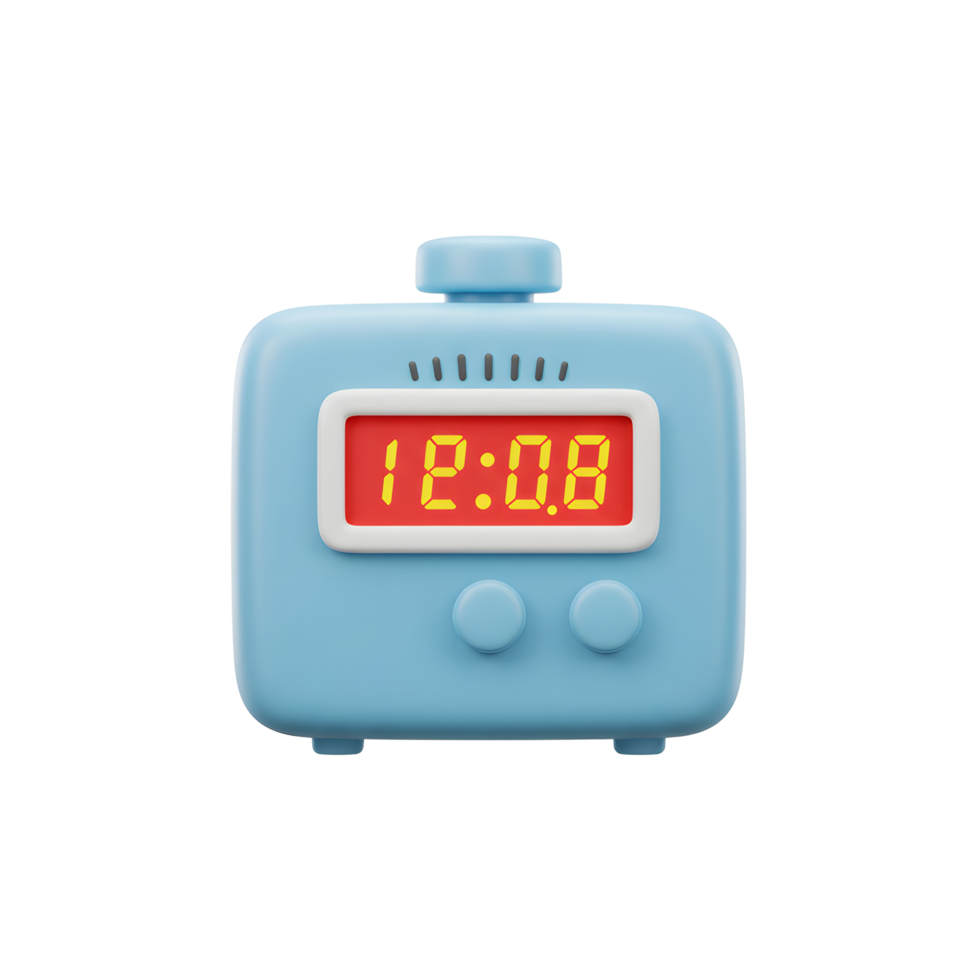 Cartoon Style Blue Digital Alarm Clock Displaying Twelve Oh Eight png